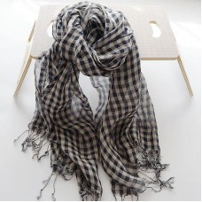 Literary small plaid French sunscreen female shawl tassel