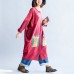 autumn red casual cotton coats oversize o neck long sleeve cardigans