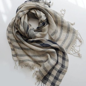 Retro big plaid scarf spring and summer sunscreen tassel thin women