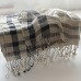 Retro big plaid scarf spring and summer sunscreen tassel thin women