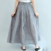 gray casual summer linen skirts plus size  a line skirts elastic waist maxi skirts