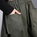 fine army green natural cotton skirt oversize A line skirts traveling boutique pockets drawstring cotton skirt