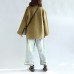 Light green zippered woolen short coats oversize jackets cape coat